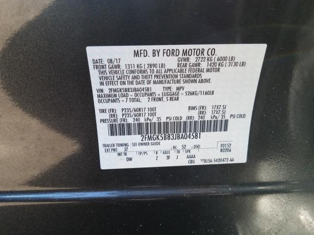 Photo 9 VIN: 2FMGK5B83JBA04581 - FORD FLEX SE 