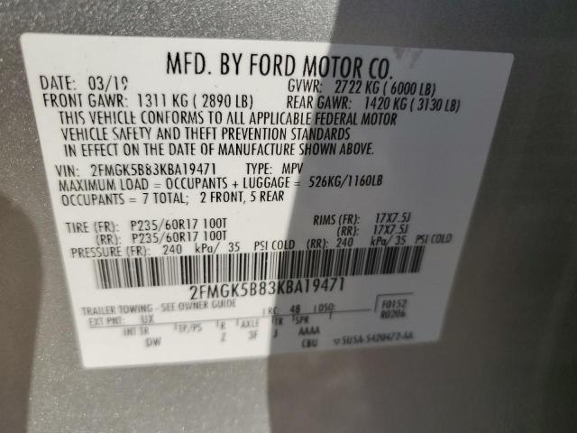 Photo 12 VIN: 2FMGK5B83KBA19471 - FORD FLEX SE 