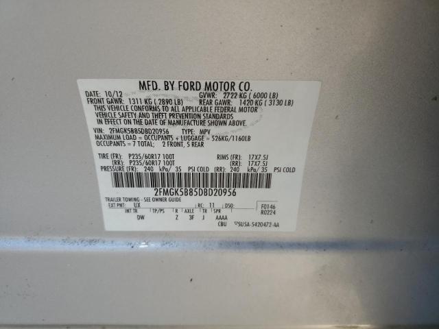 Photo 9 VIN: 2FMGK5B85DBD20956 - FORD FLEX SE 