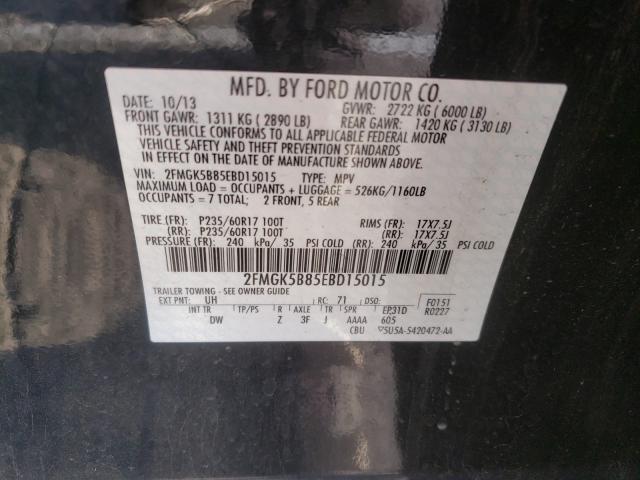 Photo 9 VIN: 2FMGK5B85EBD15015 - FORD FLEX SE 