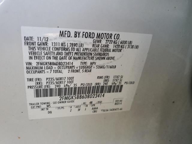 Photo 9 VIN: 2FMGK5B86DBD23414 - FORD FLEX SE 