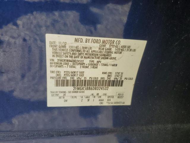 Photo 12 VIN: 2FMGK5B86DBD24532 - FORD FLEX SE 