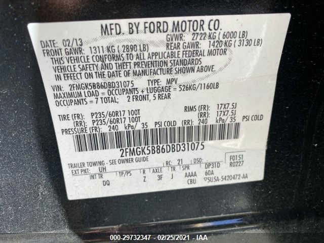 Photo 8 VIN: 2FMGK5B86DBD31075 - FORD FLEX 