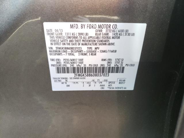 Photo 9 VIN: 2FMGK5B86DBD37023 - FORD FLEX SE 