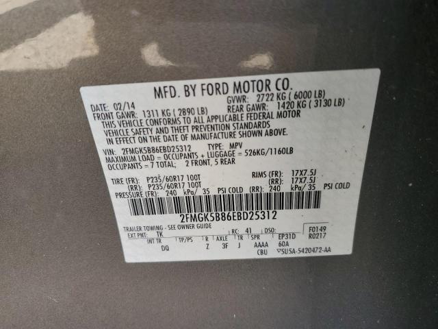 Photo 13 VIN: 2FMGK5B86EBD25312 - FORD FLEX SE 