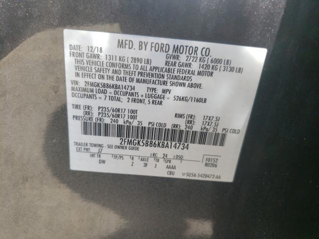 Photo 9 VIN: 2FMGK5B86KBA14734 - FORD FLEX SE 