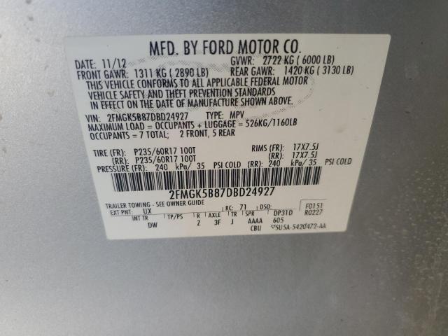 Photo 11 VIN: 2FMGK5B87DBD24927 - FORD FLEX SE 