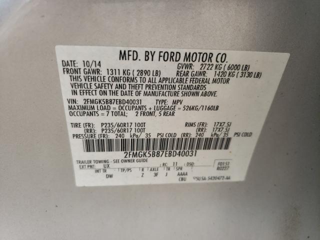 Photo 9 VIN: 2FMGK5B87EBD40031 - FORD FLEX SE 