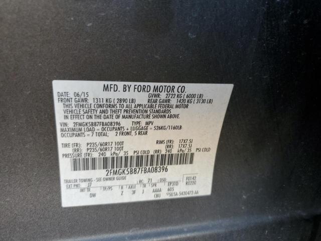 Photo 11 VIN: 2FMGK5B87FBA08396 - FORD FLEX SE 