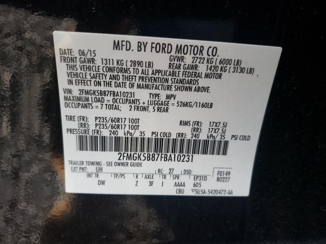 Photo 9 VIN: 2FMGK5B87FBA10231 - FORD FLEX SE 