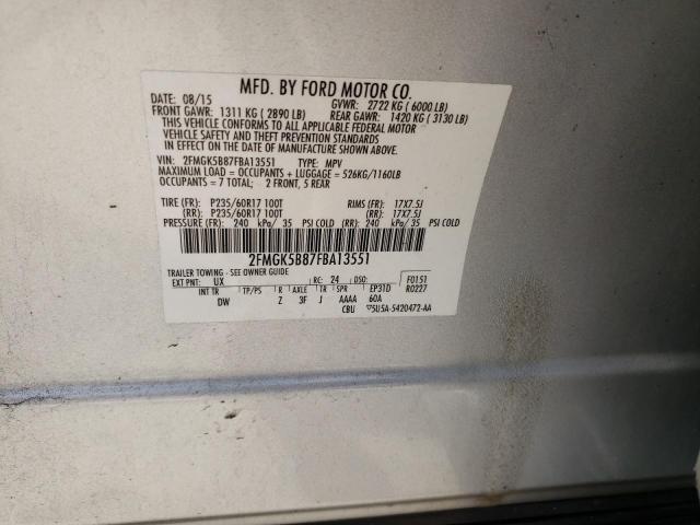 Photo 9 VIN: 2FMGK5B87FBA13551 - FORD FLEX SE 