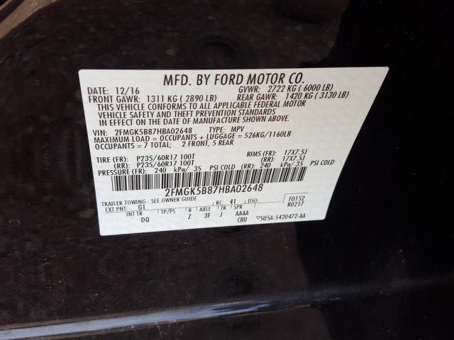 Photo 9 VIN: 2FMGK5B87HBA02648 - FORD FLEX SE 