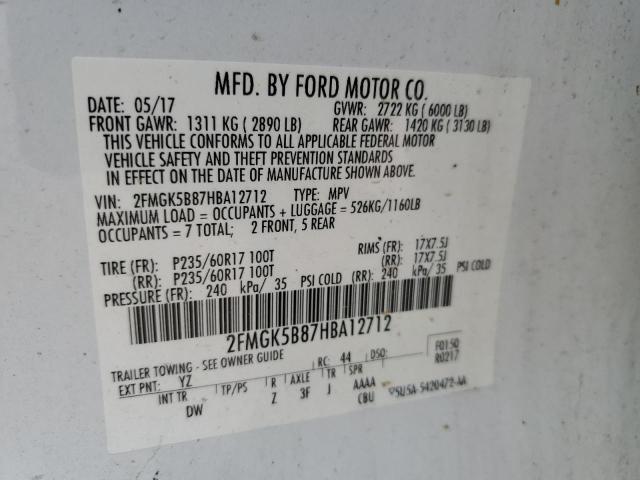 Photo 12 VIN: 2FMGK5B87HBA12712 - FORD FLEX SE 