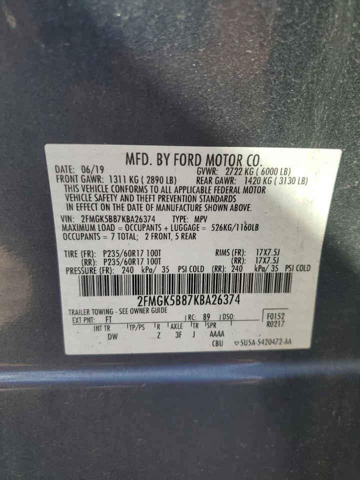 Photo 13 VIN: 2FMGK5B87KBA26374 - FORD FLEX 