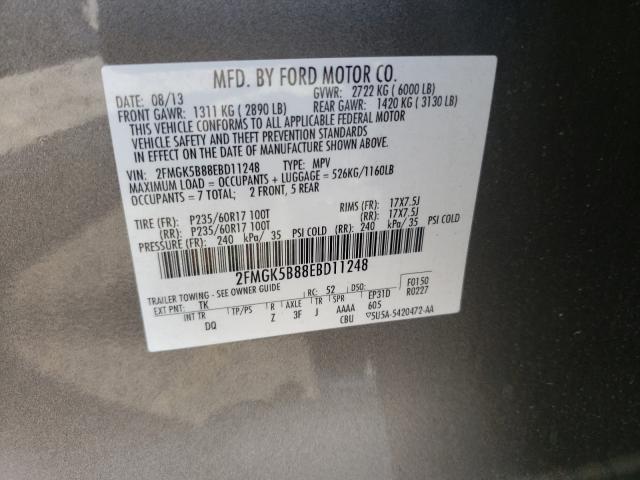 Photo 9 VIN: 2FMGK5B88EBD11248 - FORD FLEX SE 