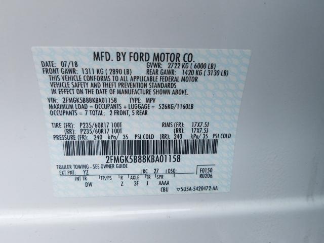 Photo 9 VIN: 2FMGK5B88KBA01158 - FORD FLEX 