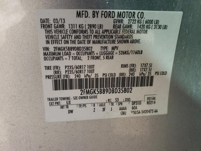 Photo 9 VIN: 2FMGK5B89DBD35802 - FORD FLEX SE 