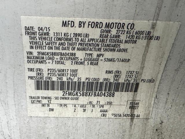 Photo 9 VIN: 2FMGK5B8XFBA04388 - FORD FLEX 