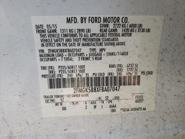 Photo 12 VIN: 2FMGK5B8XFBA07047 - FORD FLEX 