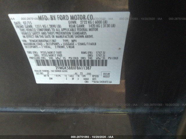 Photo 8 VIN: 2FMGK5B8XFBA11387 - FORD FLEX 