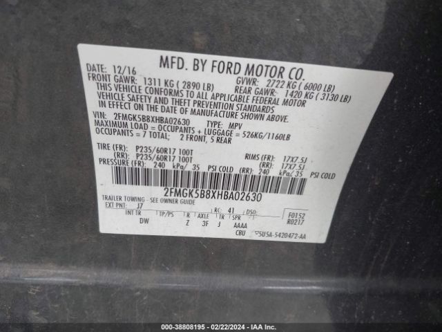 Photo 8 VIN: 2FMGK5B8XHBA02630 - FORD FLEX 