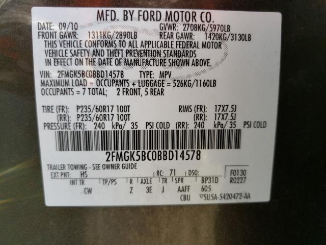 Photo 9 VIN: 2FMGK5BC0BBD14578 - FORD FLEX SE 