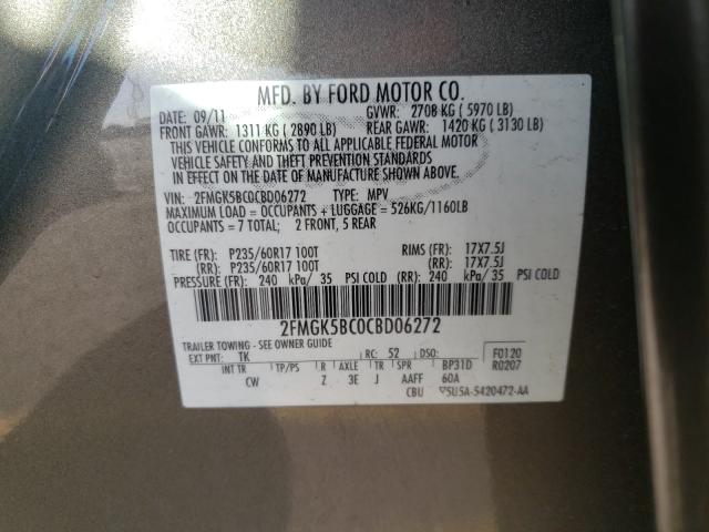 Photo 9 VIN: 2FMGK5BC0CBD06272 - FORD FLEX SE 