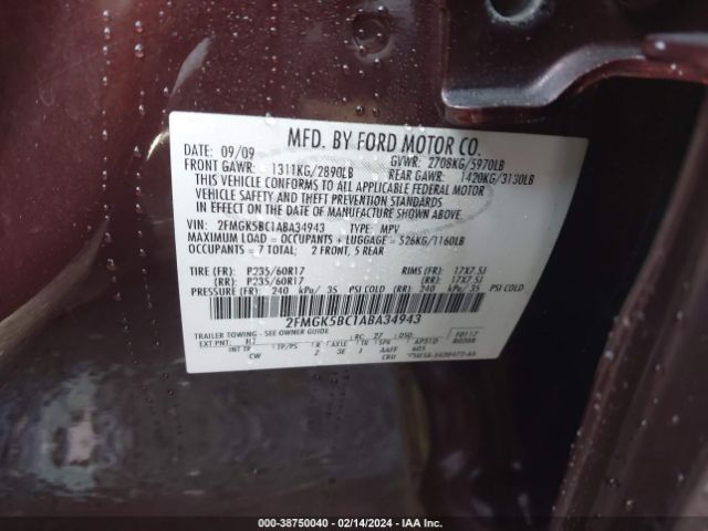 Photo 8 VIN: 2FMGK5BC1ABA34943 - FORD FLEX 