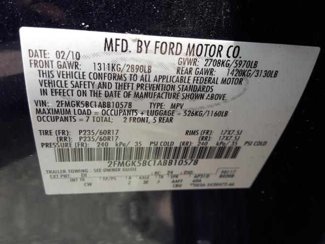 Photo 9 VIN: 2FMGK5BC1ABB10578 - FORD FLEX SE 