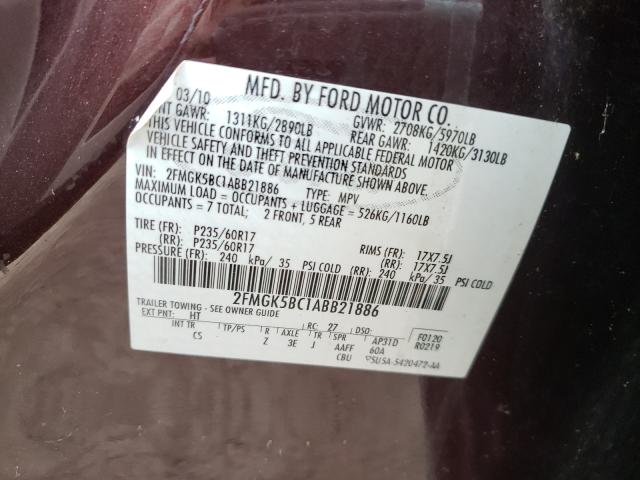 Photo 9 VIN: 2FMGK5BC1ABB21886 - FORD FLEX SE 