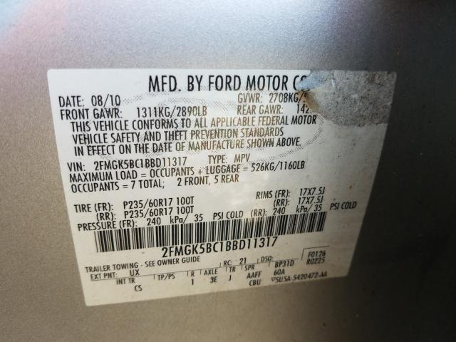 Photo 9 VIN: 2FMGK5BC1BBD11317 - FORD FLEX SE 