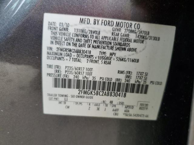 Photo 13 VIN: 2FMGK5BC2ABB30418 - FORD FLEX SE 