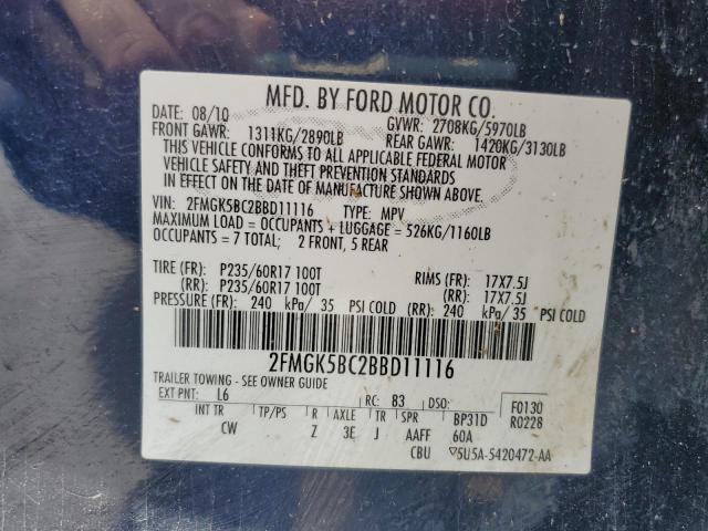 Photo 13 VIN: 2FMGK5BC2BBD11116 - FORD FLEX SE 