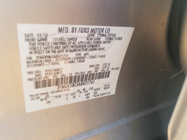 Photo 9 VIN: 2FMGK5BC3ABB21761 - FORD FLEX SE 