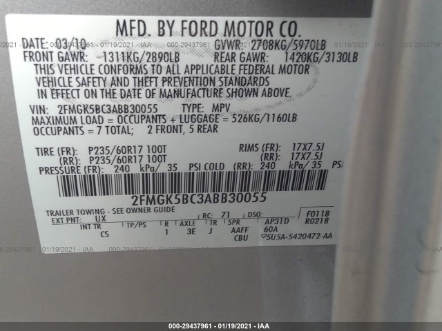 Photo 8 VIN: 2FMGK5BC3ABB30055 - FORD FLEX 