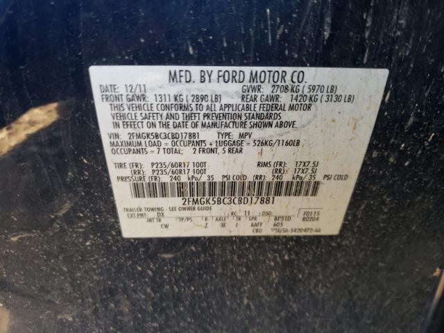 Photo 9 VIN: 2FMGK5BC3CBD17881 - FORD FLEX SE 