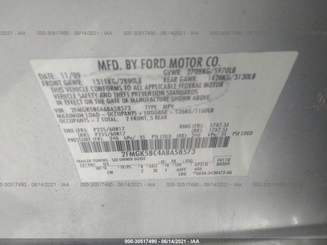 Photo 8 VIN: 2FMGK5BC4ABA58573 - FORD FLEX 