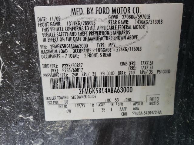 Photo 9 VIN: 2FMGK5BC4ABA63000 - FORD FLEX SE 