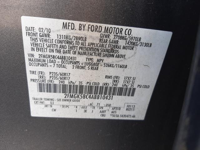 Photo 9 VIN: 2FMGK5BC4ABB10431 - FORD FLEX SE 