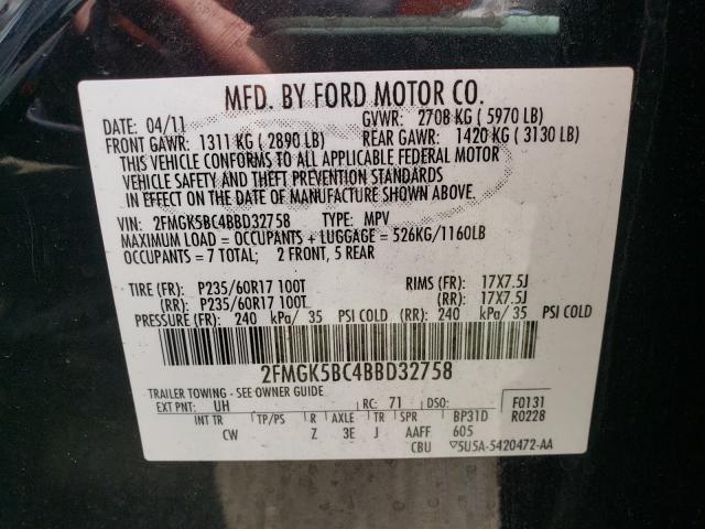 Photo 9 VIN: 2FMGK5BC4BBD32758 - FORD FLEX SE 