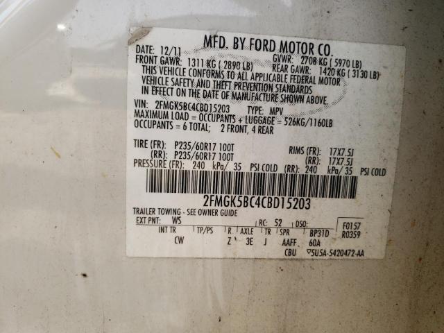 Photo 12 VIN: 2FMGK5BC4CBD15203 - FORD FLEX SE 