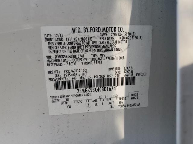 Photo 12 VIN: 2FMGK5BC4CBD16741 - FORD FLEX SE 