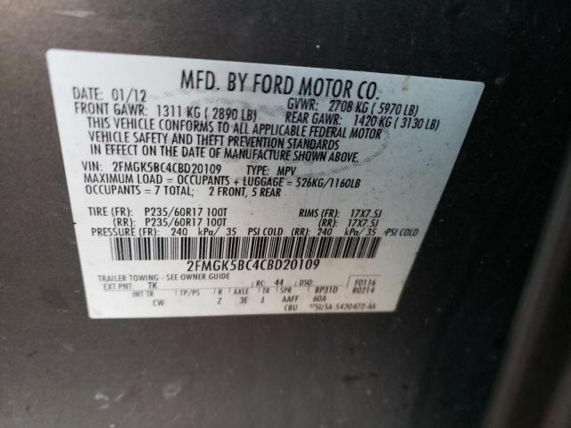 Photo 9 VIN: 2FMGK5BC4CBD20109 - FORD FLEX SE 