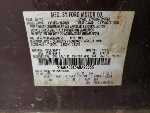 Photo 12 VIN: 2FMGK5BC5ABA98855 - FORD FLEX SE 