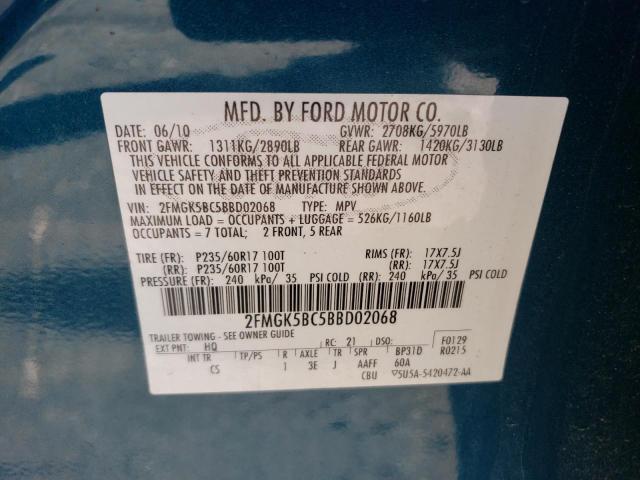 Photo 9 VIN: 2FMGK5BC5BBD02068 - FORD FLEX SE 