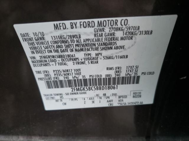 Photo 9 VIN: 2FMGK5BC5BBD18061 - FORD FLEX SE 