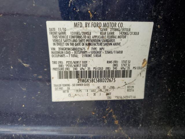 Photo 12 VIN: 2FMGK5BC5BBD22675 - FORD FLEX SE 