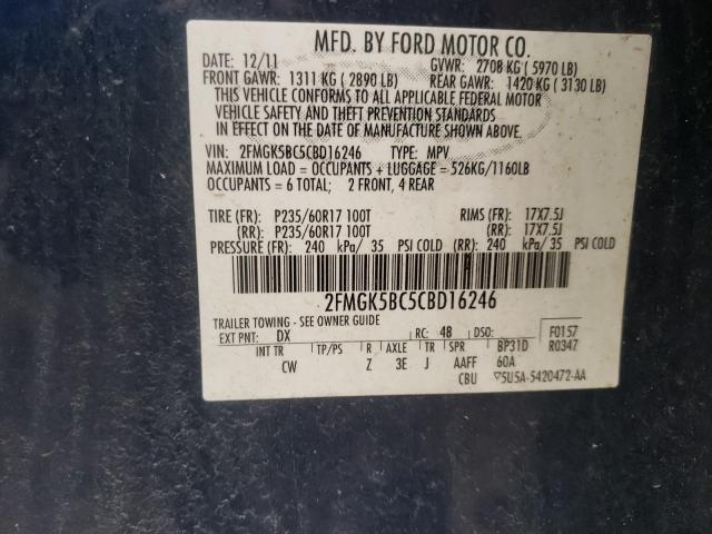 Photo 9 VIN: 2FMGK5BC5CBD16246 - FORD FLEX SE 