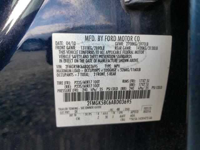 Photo 9 VIN: 2FMGK5BC6ABD03695 - FORD FLEX SE 