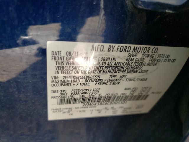 Photo 9 VIN: 2FMGK5BC6CBD05501 - FORD FLEX SE 